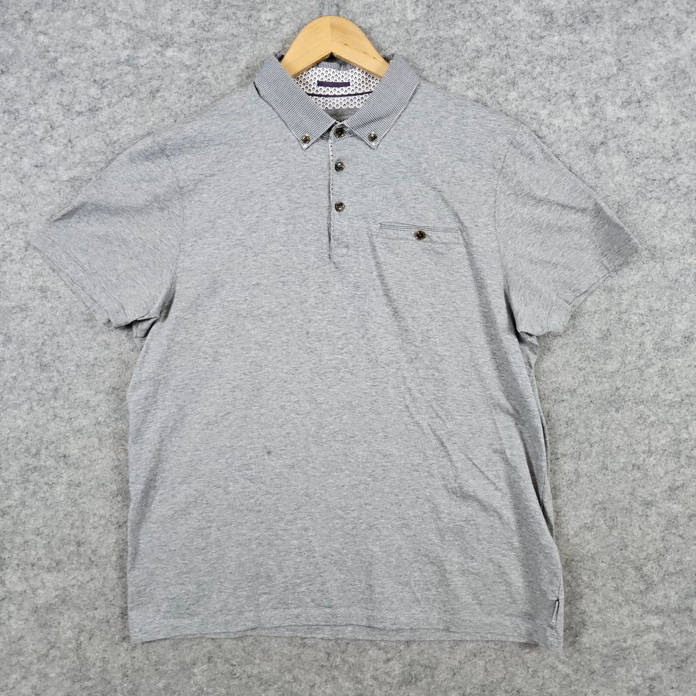 Ted Baker London Men's Gray Polo Shirt Size 5 (L) 100% Cotton Golf LIGHT SPOTS